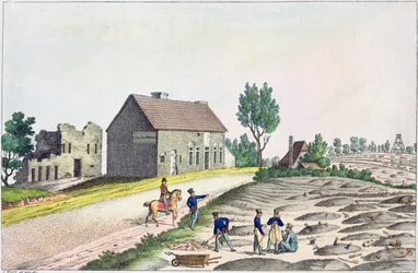 The Belle Alliance Farm após a Batalha de Waterloo, 18 de junho de 1815
